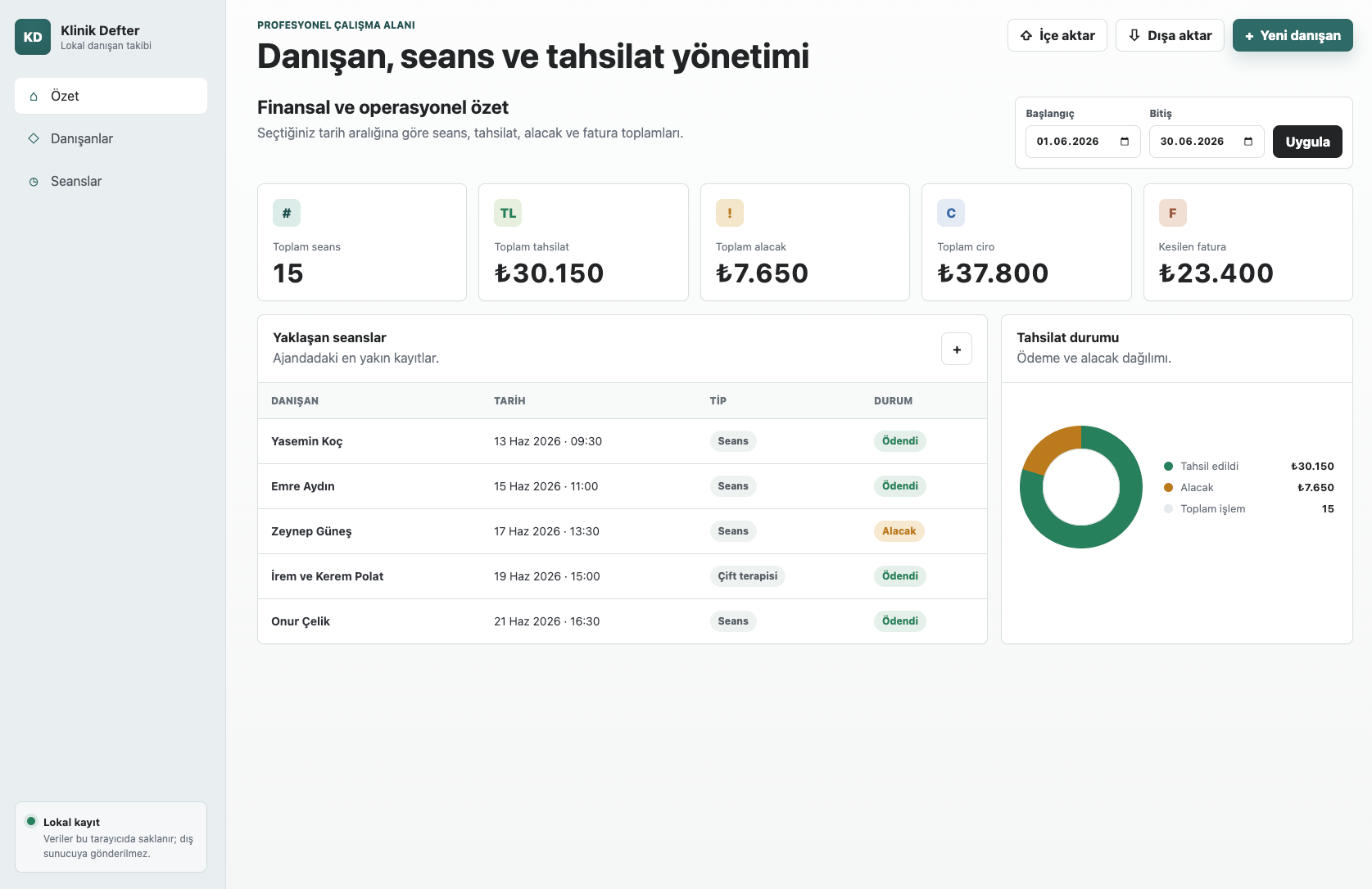 Danışan Takip ekran görüntüsü 1