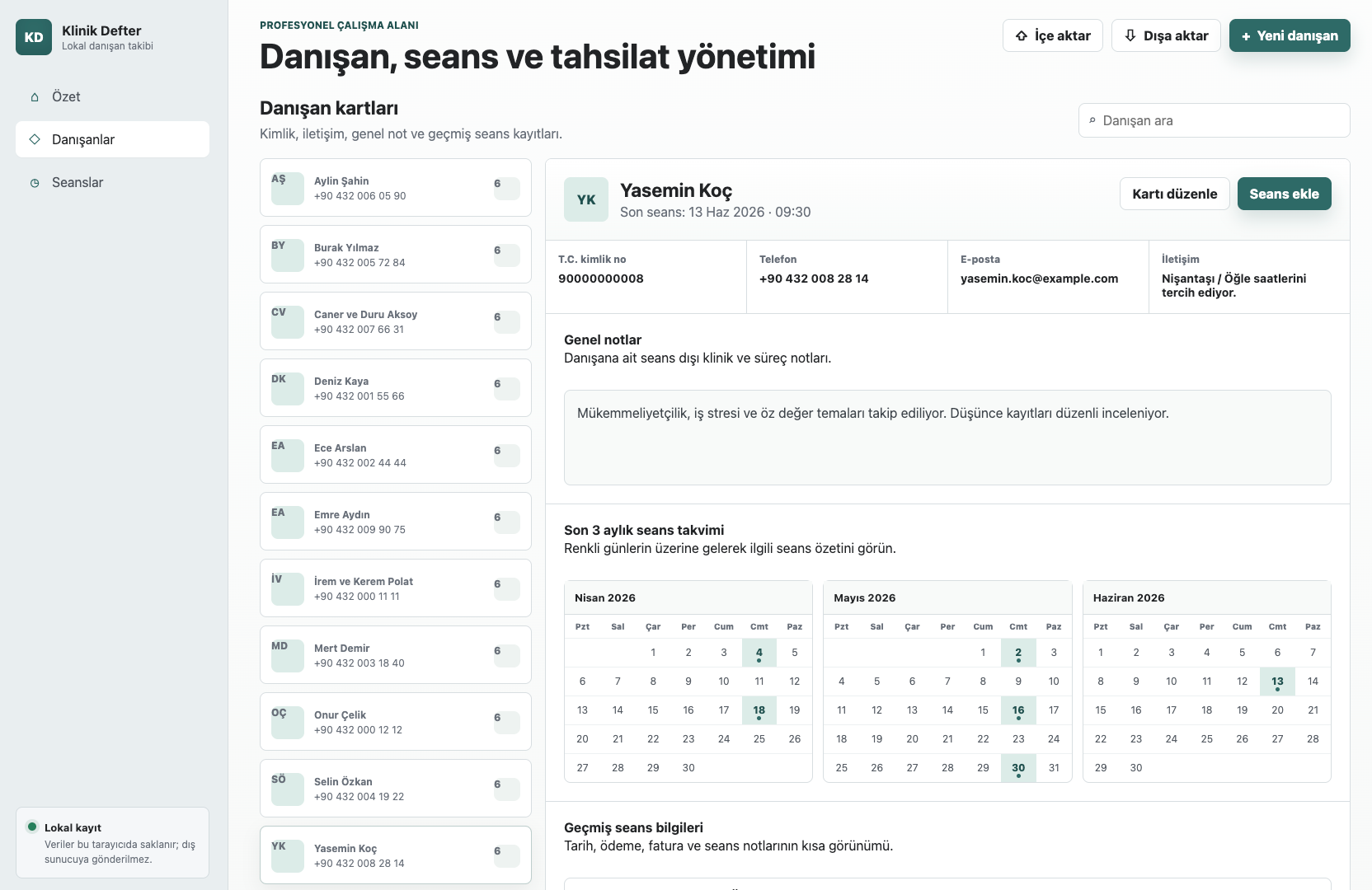 Danışan Takip ekran görüntüsü 2