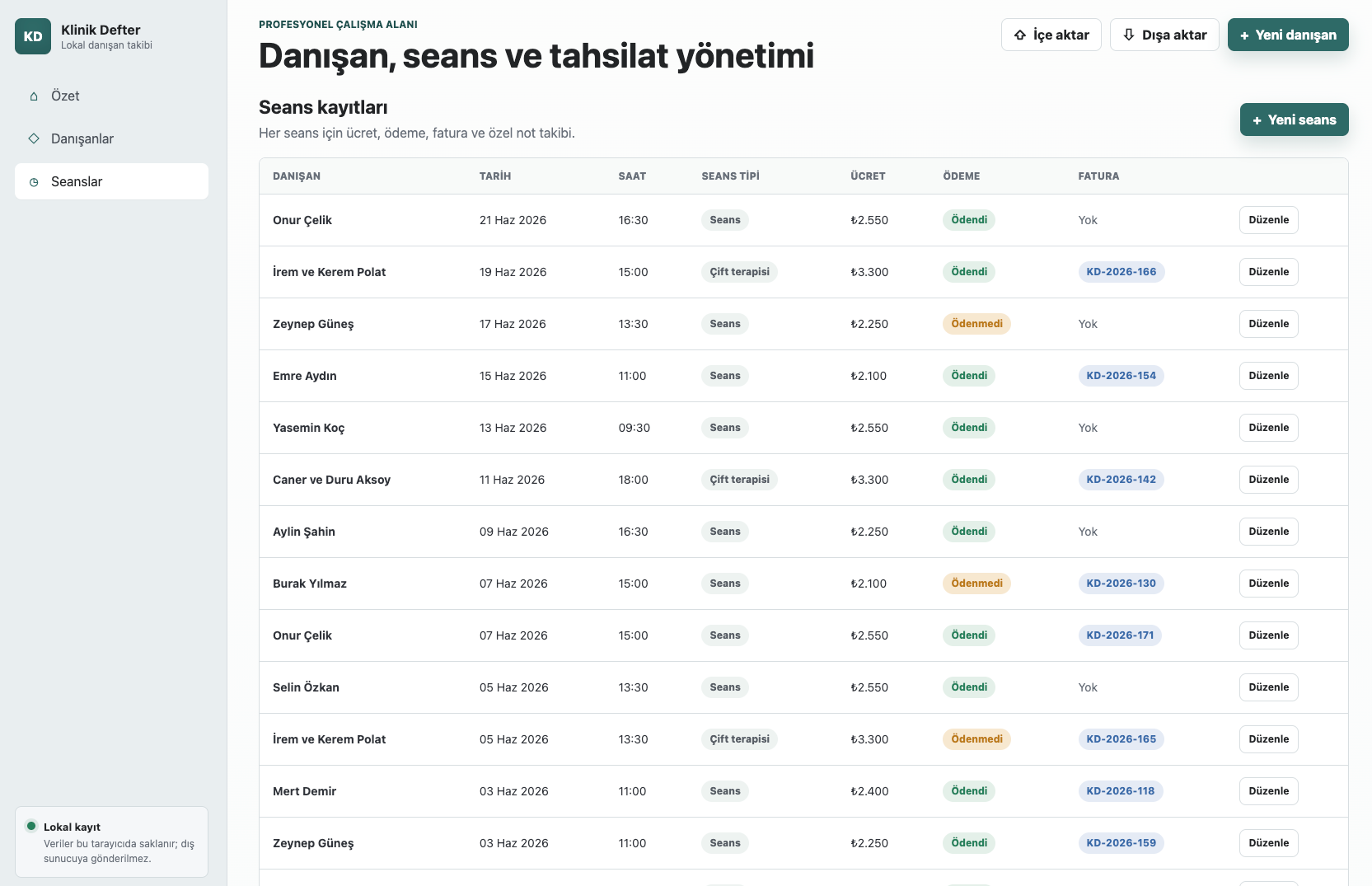 Danışan Takip ekran görüntüsü 3